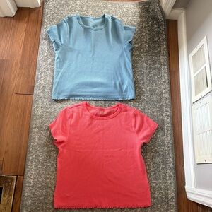 Blue and pink Old Navy waffle knit tees